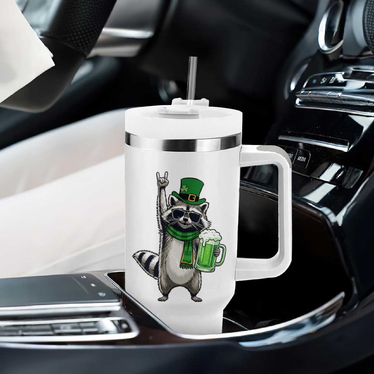 Funny Raccoon Rock On Tumbler With Handle St Patricks Day Gift TS12 Print Your Wear