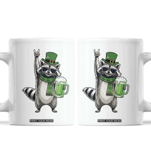 Funny Raccoon Rock On Coffee Mug St Patricks Day Gift TS12 White Print Your Wear