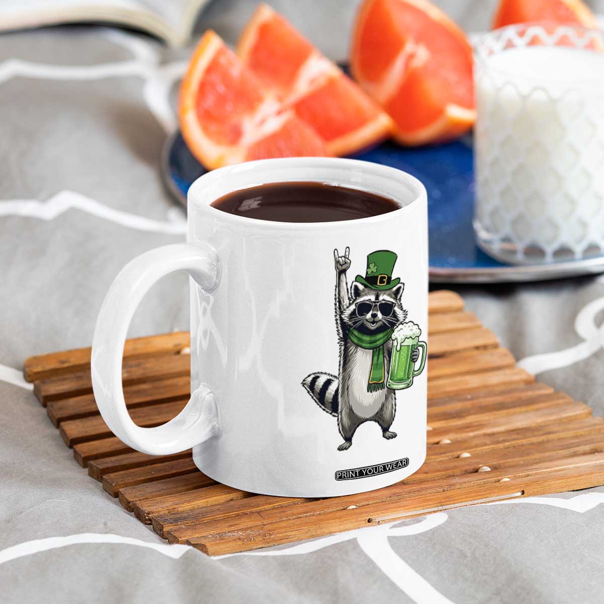 Funny Raccoon Rock On Coffee Mug St Patricks Day Gift TS12 Print Your Wear