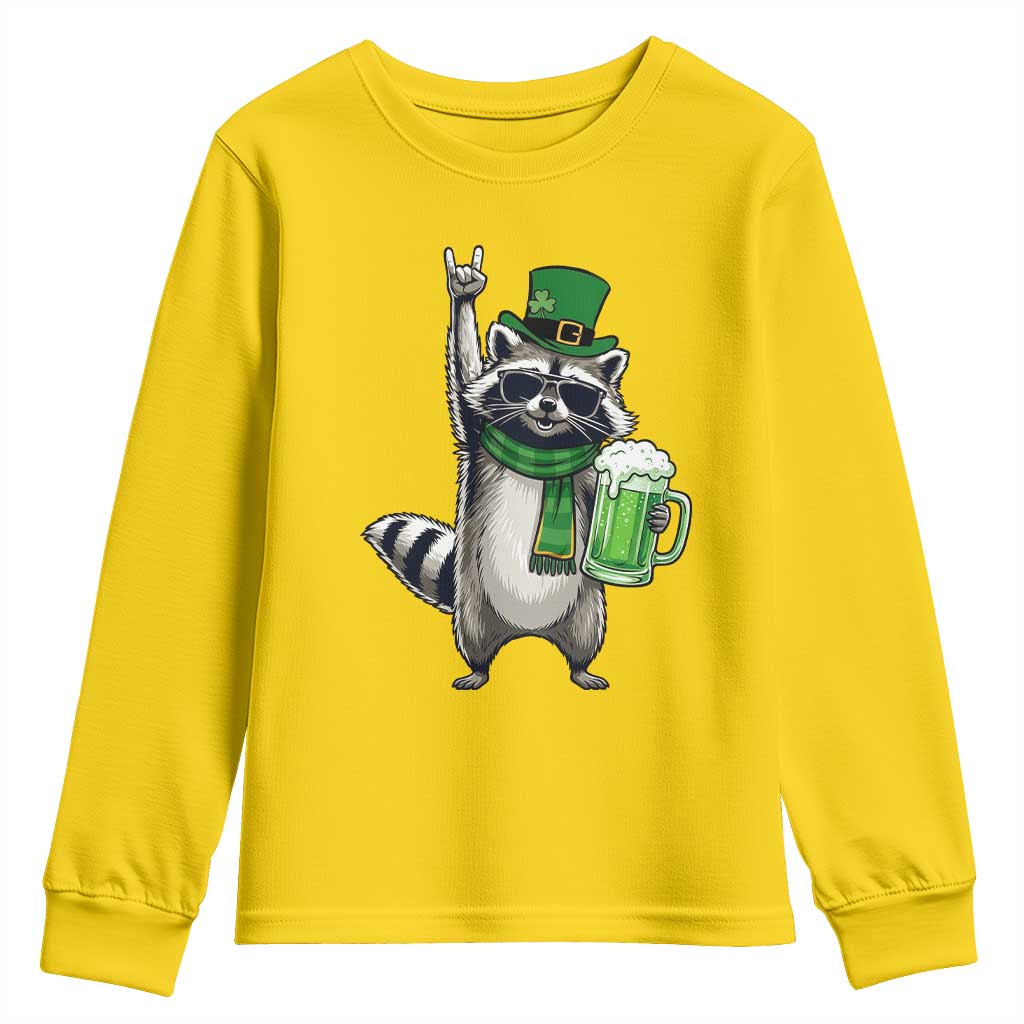 Funny Raccoon Rock On Youth Sweatshirt St Patricks Day Gift TS12 Daisy Print Your Wear