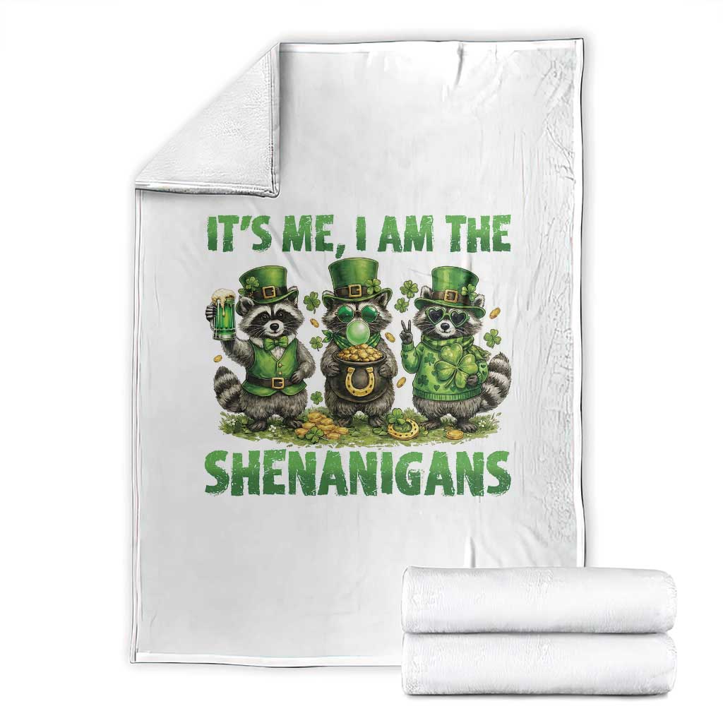I Am The Shenanigans Throw Blanket Funny Irish Raccoon St Patricks Day TS12 White Print Your Wear