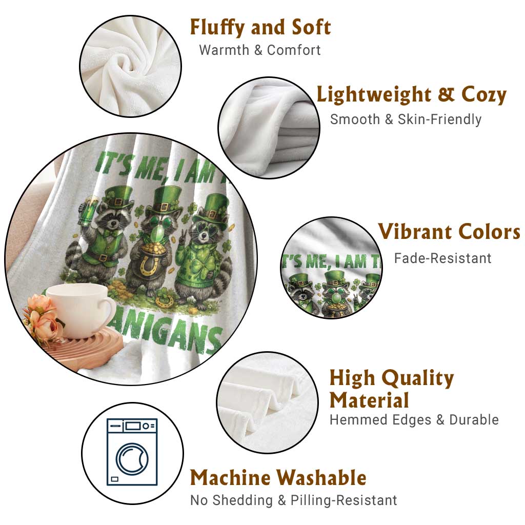 I Am The Shenanigans Throw Blanket Funny Irish Raccoon St Patricks Day TS12 Print Your Wear