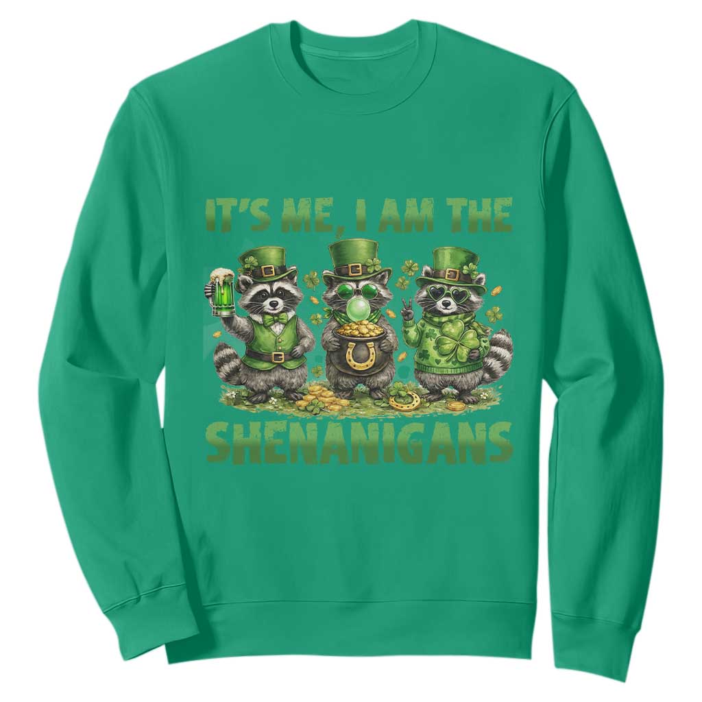 I Am The Shenanigans Sweatshirt Funny Irish Raccoon St Patricks Day TS12 Irish Green Print Your Wear
