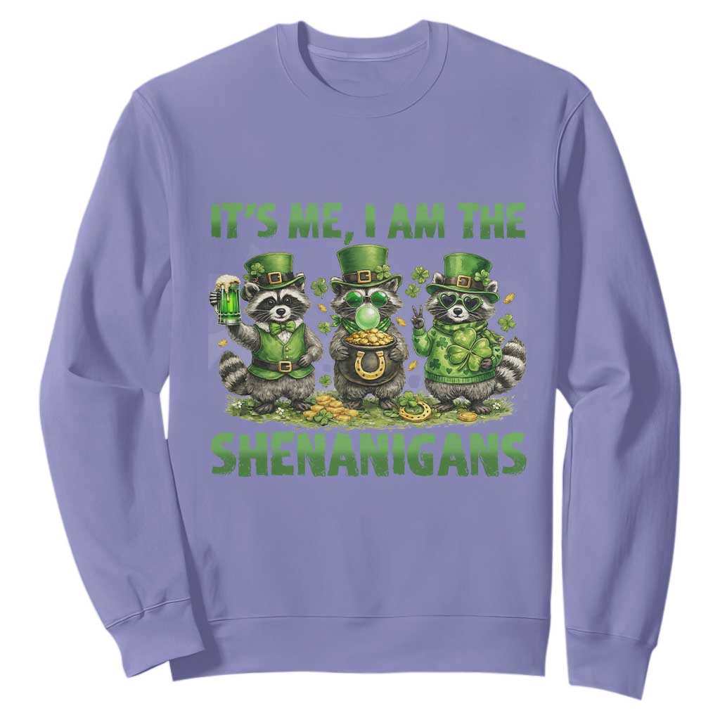 I Am The Shenanigans Sweatshirt Funny Irish Raccoon St Patricks Day TS12 Violet Print Your Wear