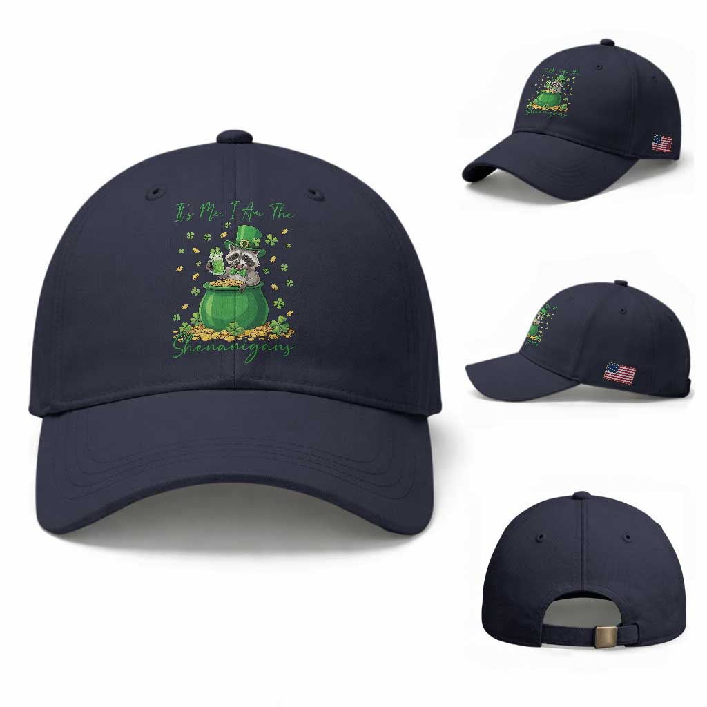 I Am The Shenanigans Baseball Cap Funny Irish Raccoon TS12 Baseball Cap Universal Fit Navy Print Your Wear