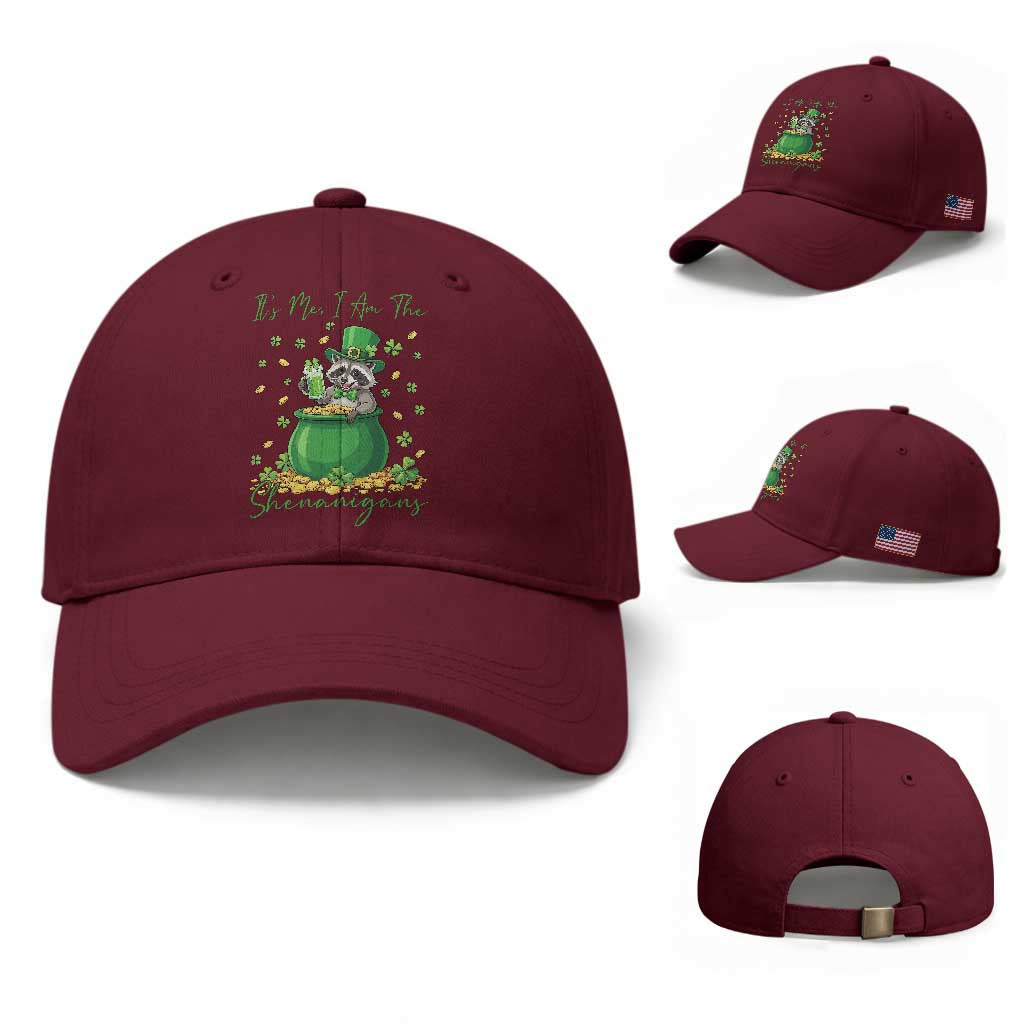 I Am The Shenanigans Baseball Cap Funny Irish Raccoon TS12 Baseball Cap Universal Fit Maroon Print Your Wear