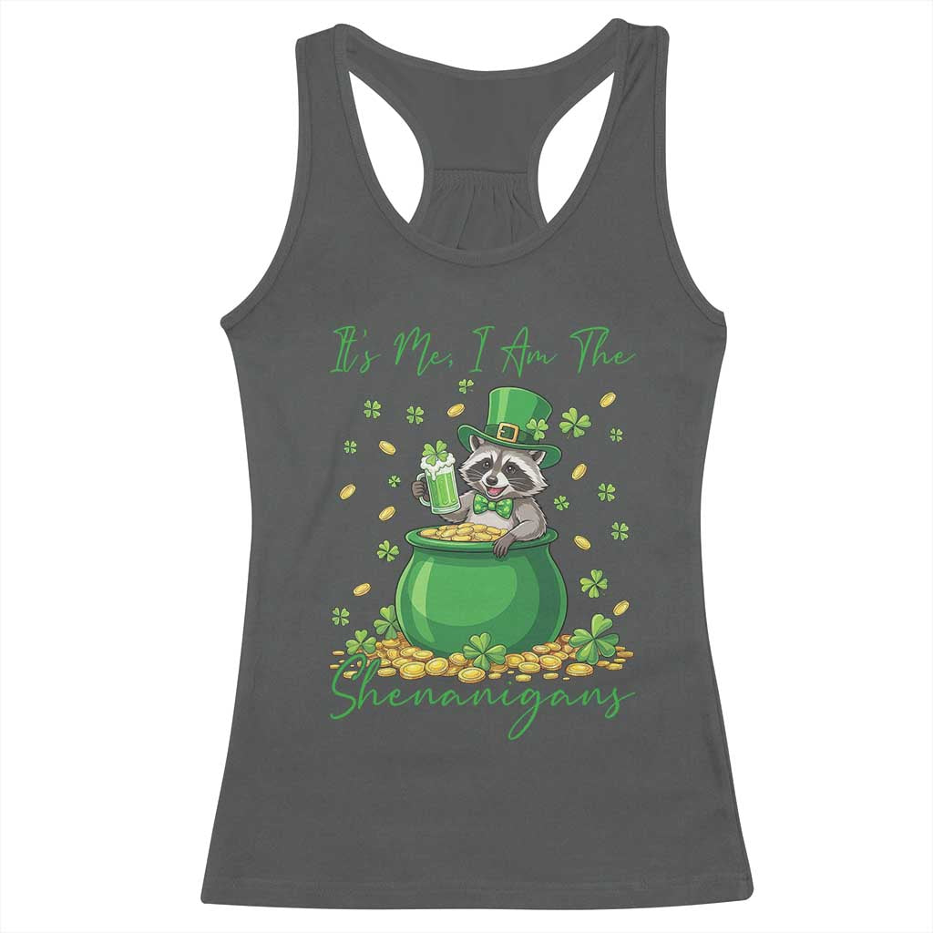 I Am The Shenanigans Racerback Tank Top Funny Irish Raccoon TS12 Dark Heather Print Your Wear