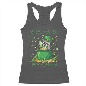 I Am The Shenanigans Racerback Tank Top Funny Irish Raccoon TS12 Dark Heather Print Your Wear