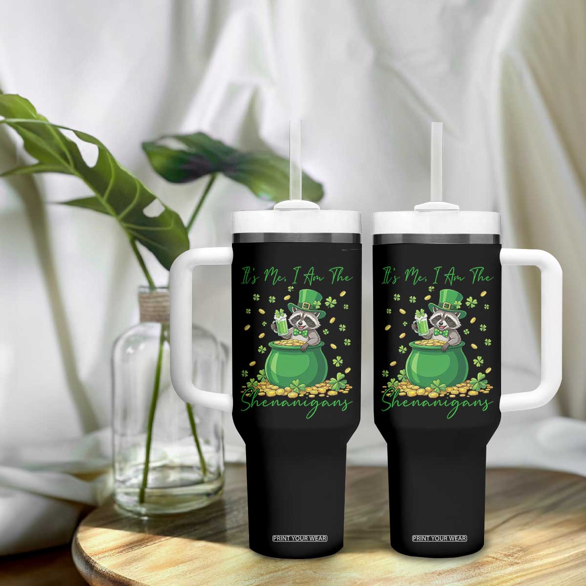 I Am The Shenanigans Tumbler With Handle Funny Irish Raccoon TS12 Print Your Wear