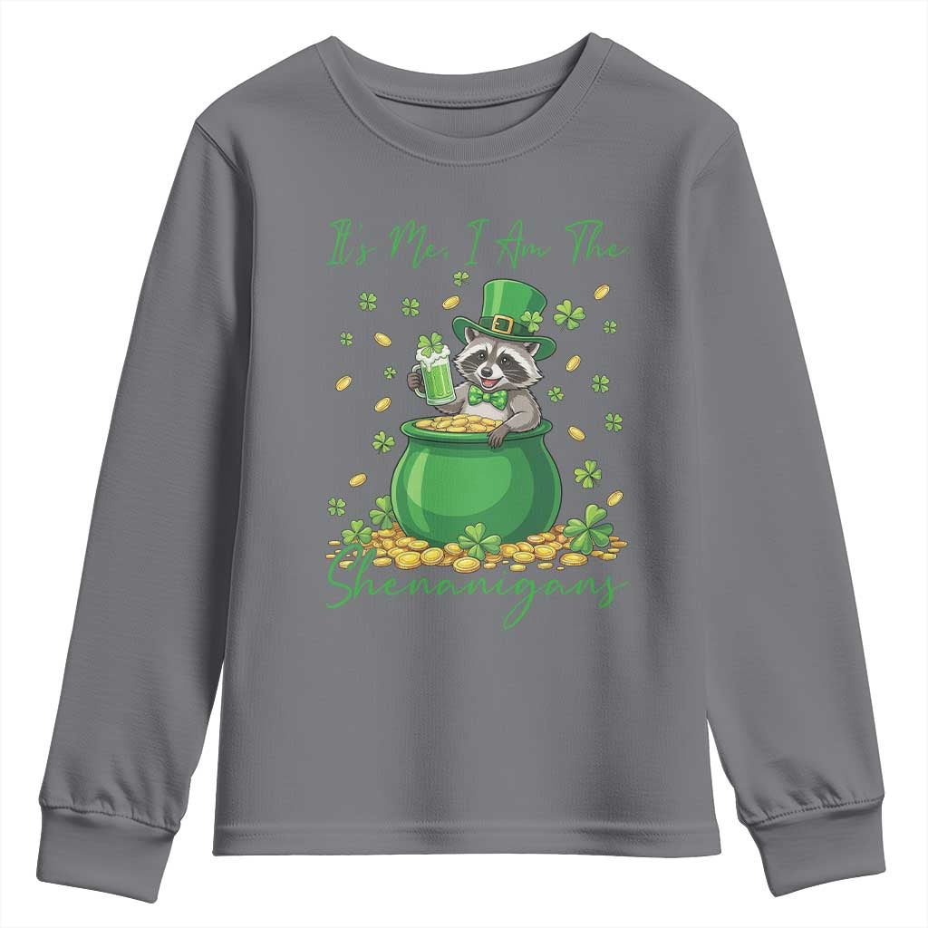 I Am The Shenanigans Youth Sweatshirt Funny Irish Raccoon TS12 Charcoal Print Your Wear