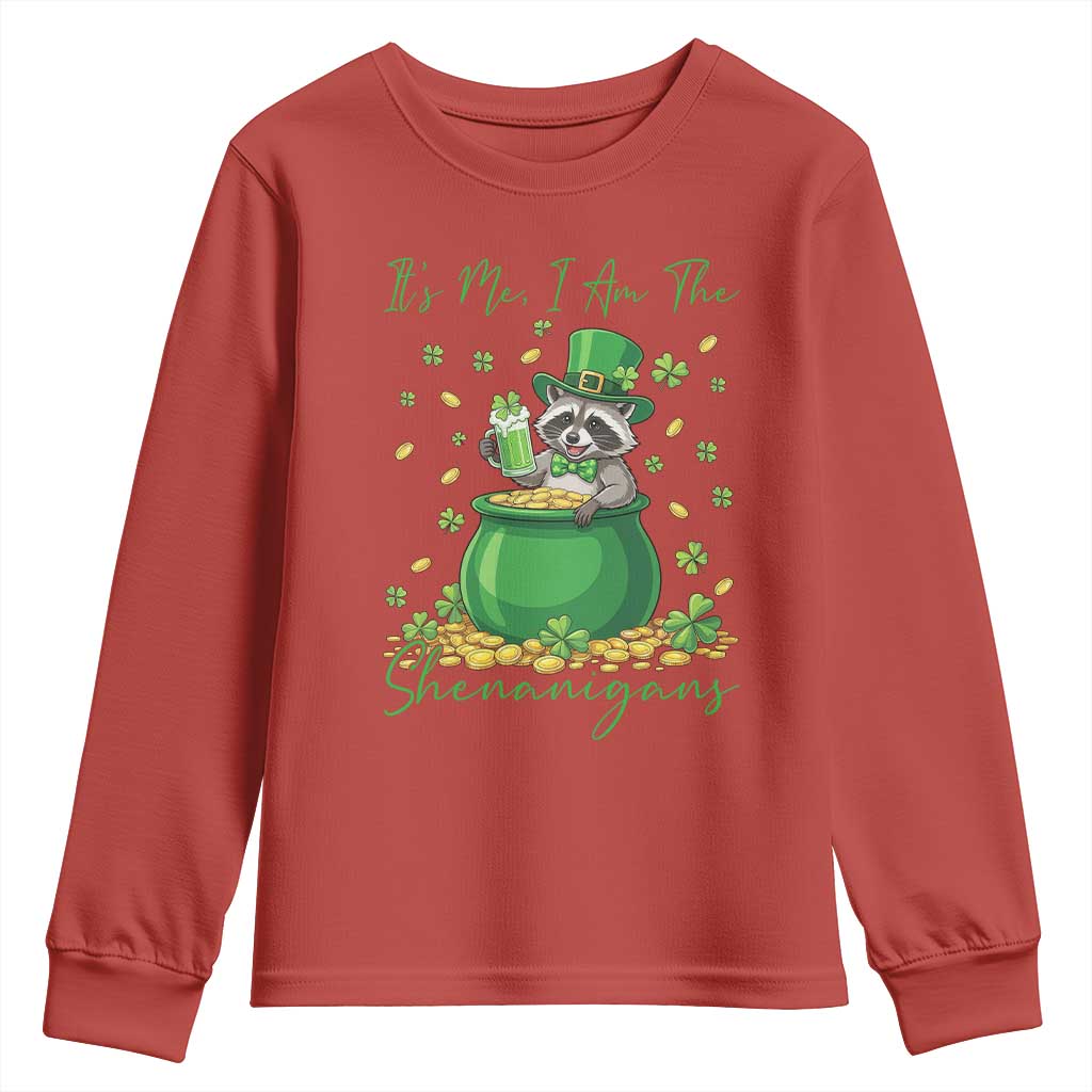 I Am The Shenanigans Youth Sweatshirt Funny Irish Raccoon TS12 Red Print Your Wear