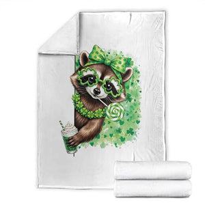 Funny Raccoon St Patricks Day Throw Blanket Irish Party Animal Gift TS12 White Print Your Wear