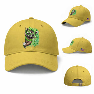 Funny Raccoon St Patricks Day Baseball Cap Irish Party Animal Gift TS12 Baseball Cap Universal Fit Yellow Print Your Wear