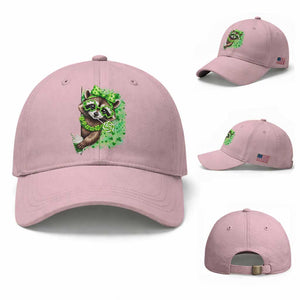Funny Raccoon St Patricks Day Baseball Cap Irish Party Animal Gift TS12 Baseball Cap Universal Fit Light Pink Print Your Wear