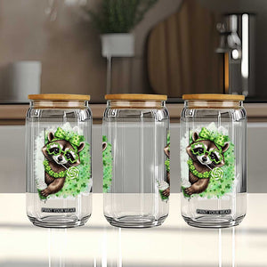 Funny Raccoon St Patricks Day Glass Can Irish Party Animal Gift TS12 Print Your Wear