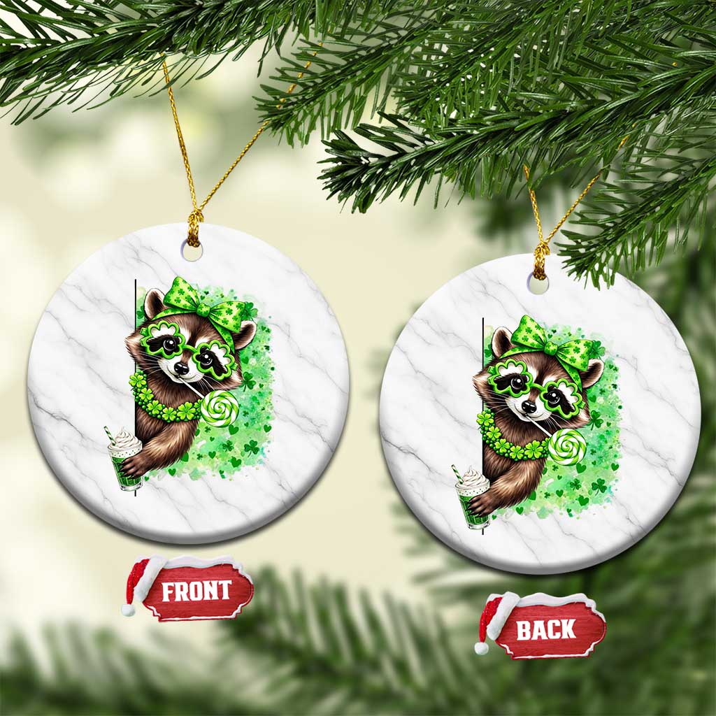 Funny Raccoon St Patricks Day Ceramic Ornament Irish Party Animal Gift TS12 1pc White Marble Print Your Wear