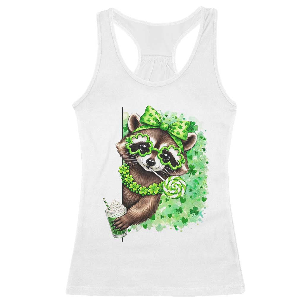 Funny Raccoon St Patricks Day Racerback Tank Top Irish Party Animal Gift TS12 White Print Your Wear
