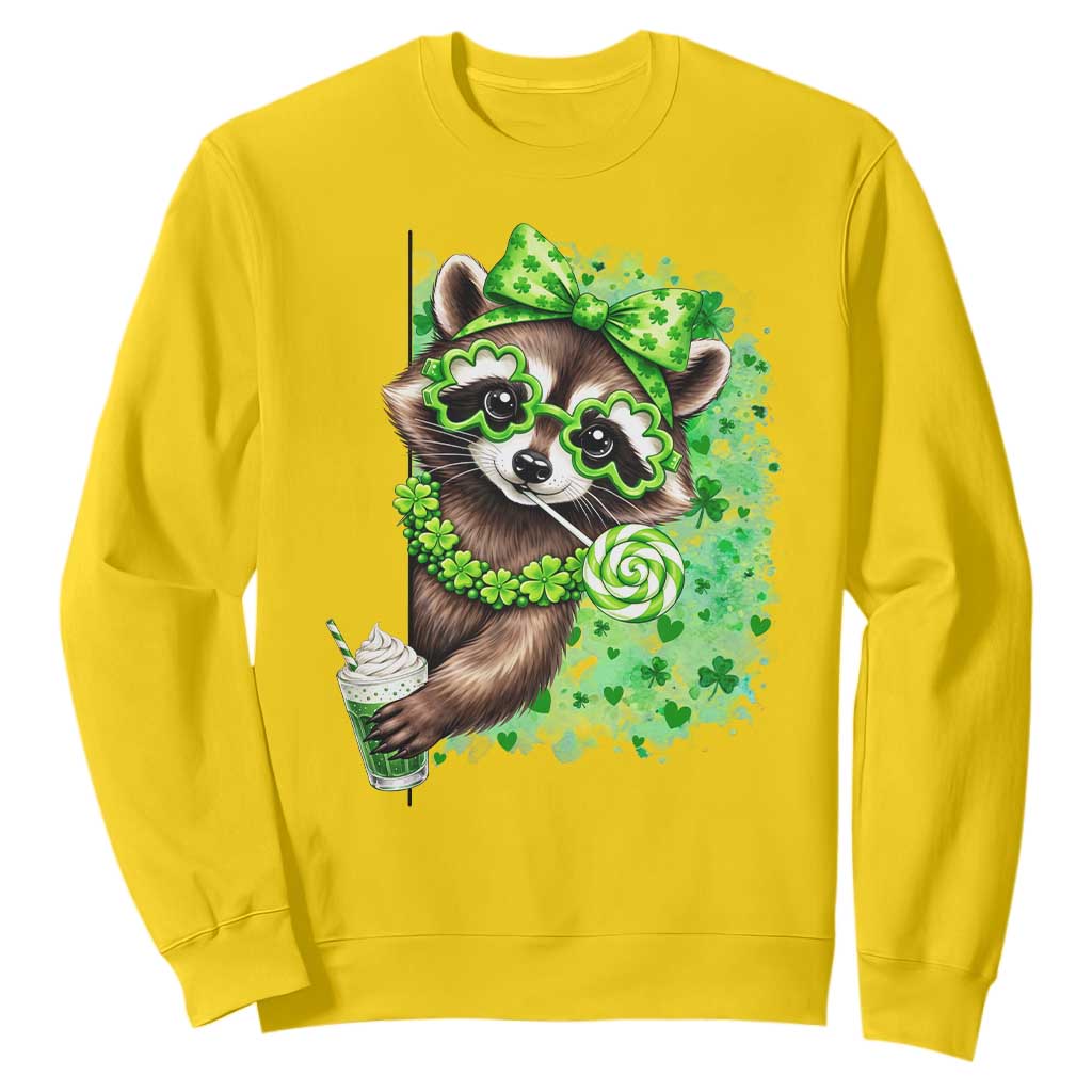 Funny Raccoon St Patricks Day Sweatshirt Irish Party Animal Gift TS12 Daisy Print Your Wear