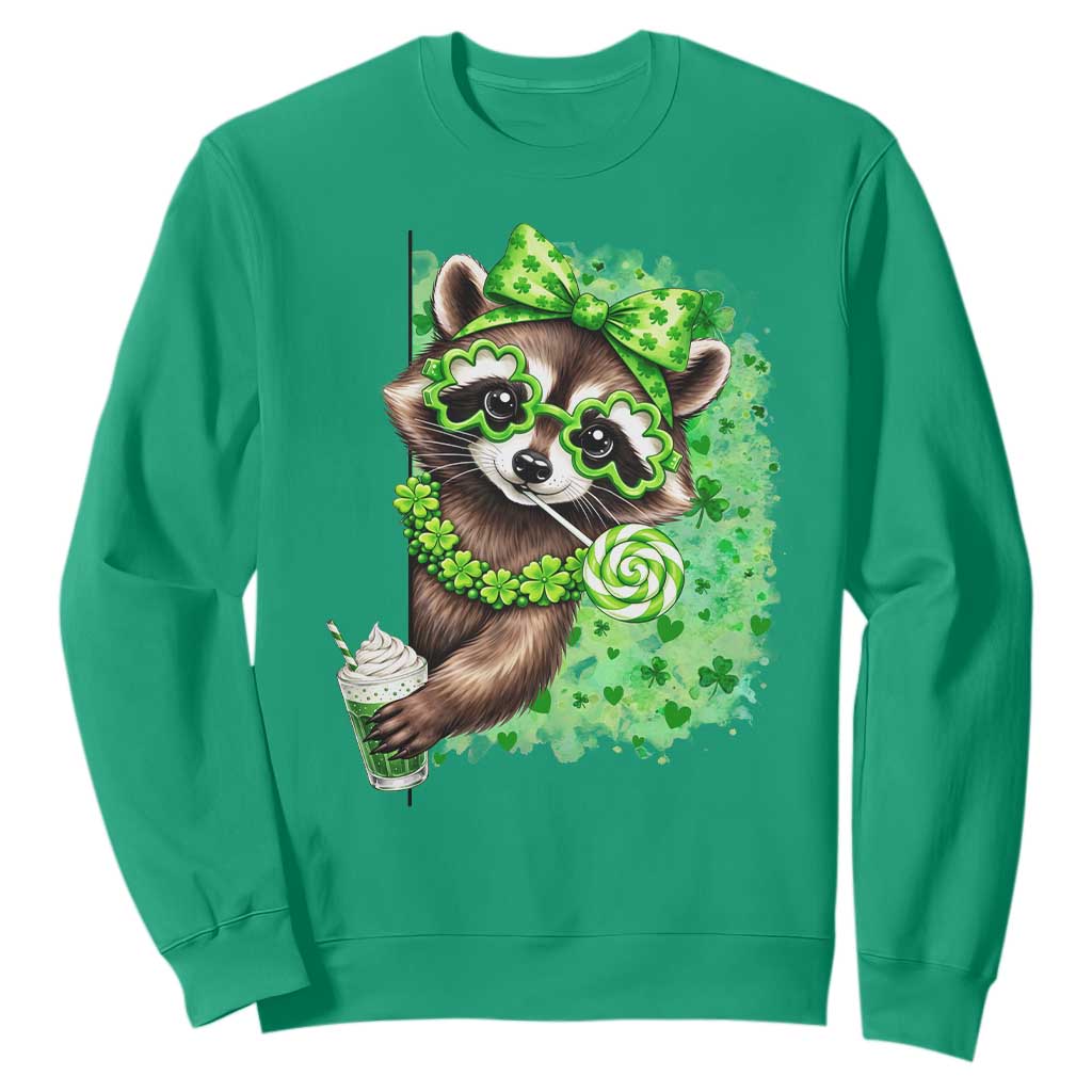 Funny Raccoon St Patricks Day Sweatshirt Irish Party Animal Gift TS12 Irish Green Print Your Wear