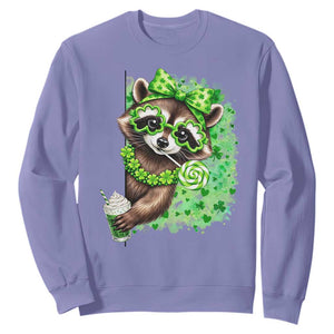 Funny Raccoon St Patricks Day Sweatshirt Irish Party Animal Gift TS12 Violet Print Your Wear