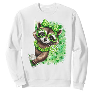 Funny Raccoon St Patricks Day Sweatshirt Irish Party Animal Gift TS12 White Print Your Wear