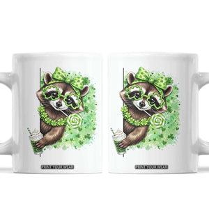 Funny Raccoon St Patricks Day Coffee Mug Irish Party Animal Gift TS12 White Print Your Wear