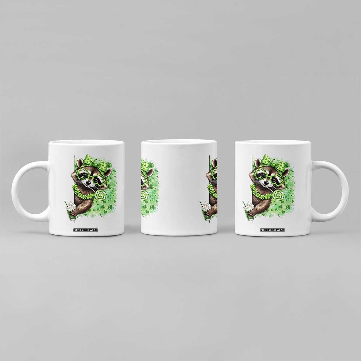 Funny Raccoon St Patricks Day Coffee Mug Irish Party Animal Gift TS12 Print Your Wear