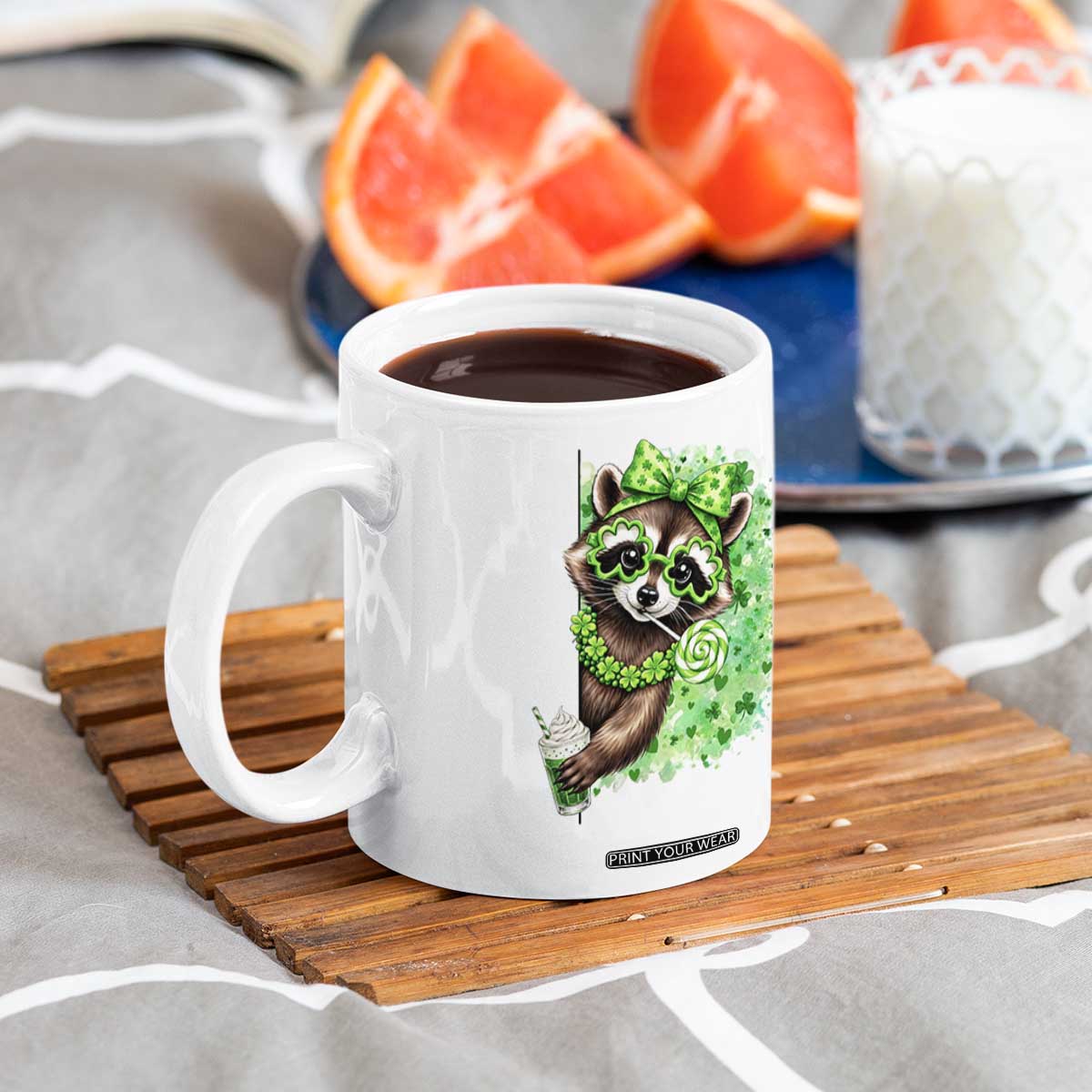 Funny Raccoon St Patricks Day Coffee Mug Irish Party Animal Gift TS12 Print Your Wear
