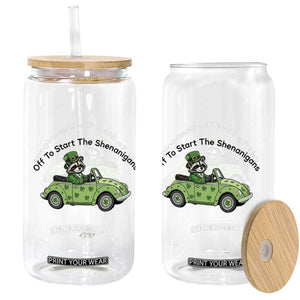 Off To Start The Shenanigans Glass Can Funny Irish Raccoon TS12 Print Your Wear
