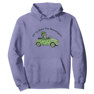 Off To Start The Shenanigans Hoodie Funny Irish Raccoon TS12 Violet Print Your Wear