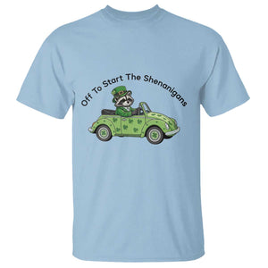 Off To Start The Shenanigans T Shirt Funny Irish Raccoon TS12 Light Blue Print Your Wear