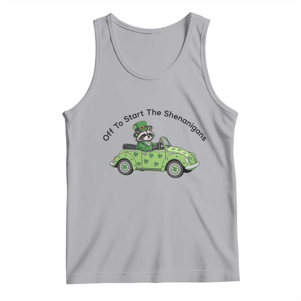 Off To Start The Shenanigans Tank Top Funny Irish Raccoon TS12 Athletic Heather Print Your Wear