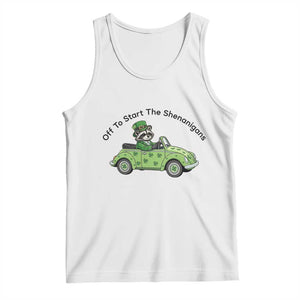 Off To Start The Shenanigans Tank Top Funny Irish Raccoon TS12 White Print Your Wear