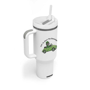 Off To Start The Shenanigans Tumbler With Handle Funny Irish Raccoon TS12 Print Your Wear