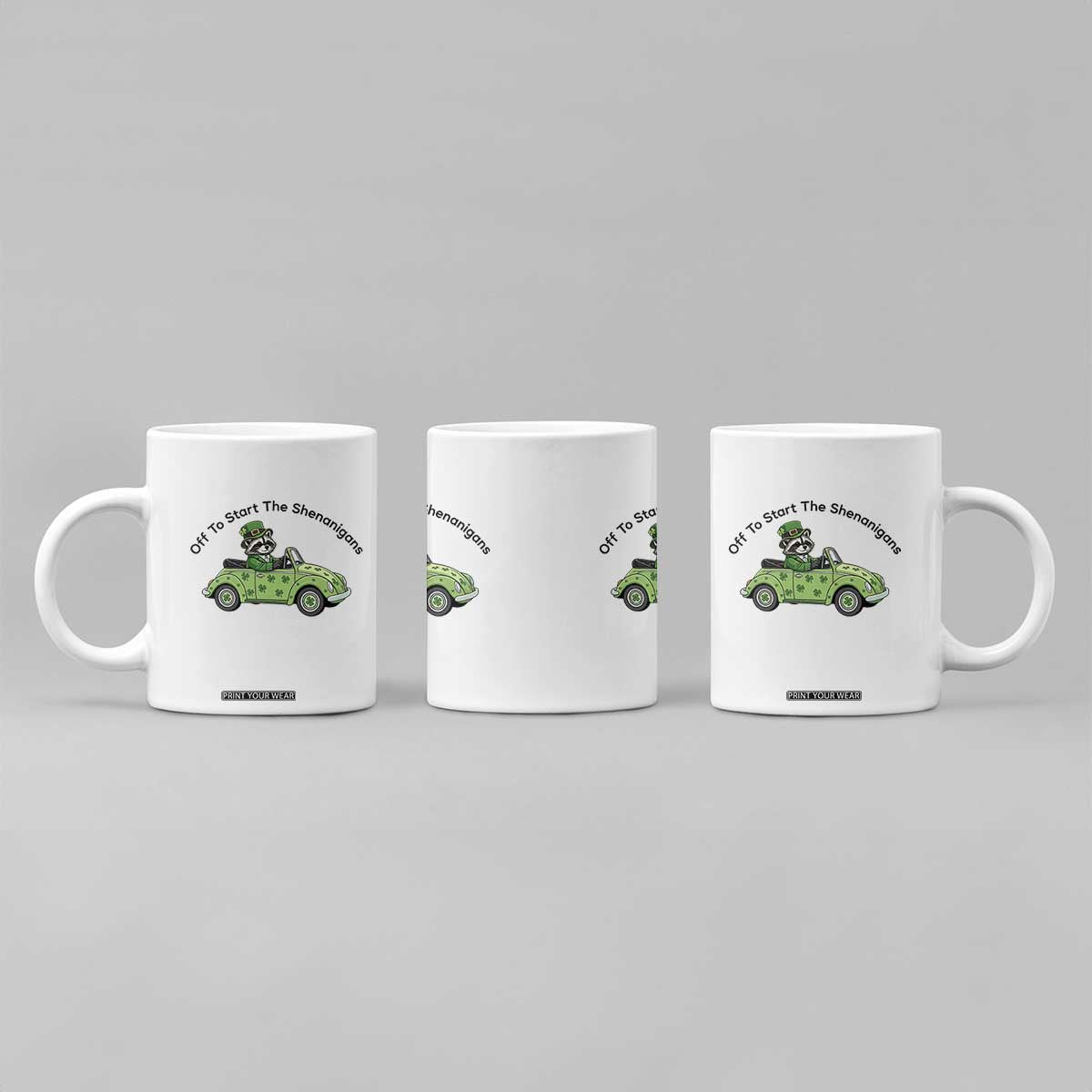 Off To Start The Shenanigans Coffee Mug Funny Irish Raccoon TS12 Print Your Wear