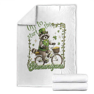 Funny Irish Raccoon Driver Throw Blanket Off To Start The Shenanigans TS12 White Print Your Wear