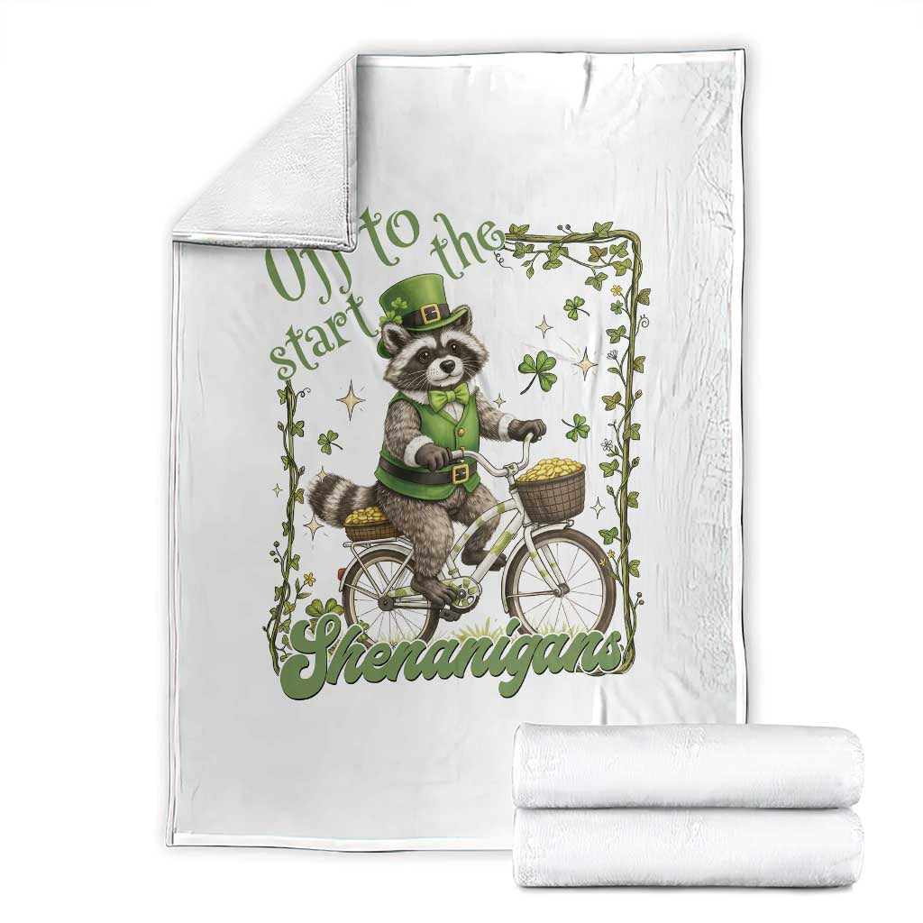Funny Irish Raccoon Driver Throw Blanket Off To Start The Shenanigans TS12 White Print Your Wear