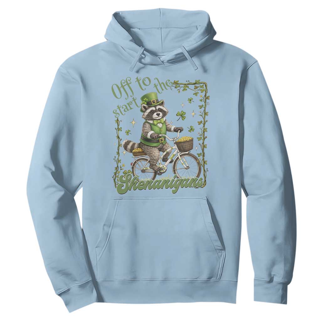 Funny Irish Raccoon Driver Hoodie Off To Start The Shenanigans TS12 Light Blue Print Your Wear