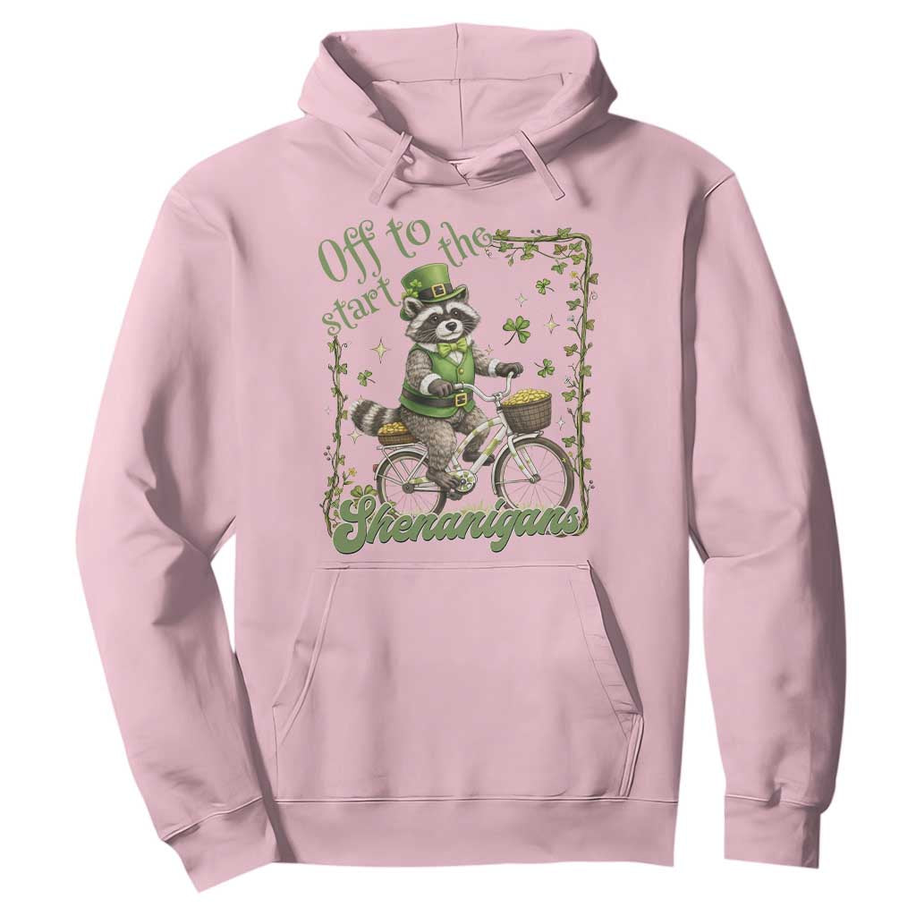 Funny Irish Raccoon Driver Hoodie Off To Start The Shenanigans TS12 Light Pink Print Your Wear