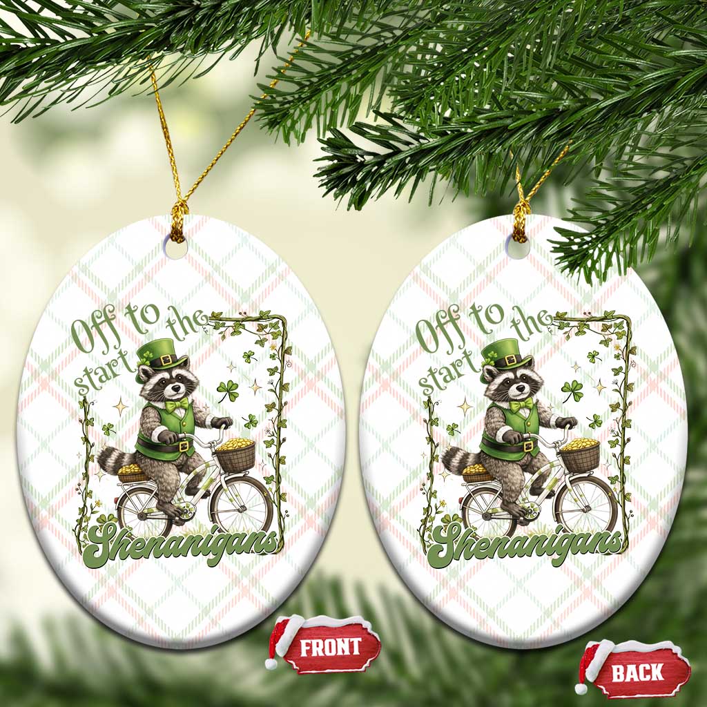 Funny Irish Raccoon Driver Ceramic Ornament Off To Start The Shenanigans TS12 Print Your Wear