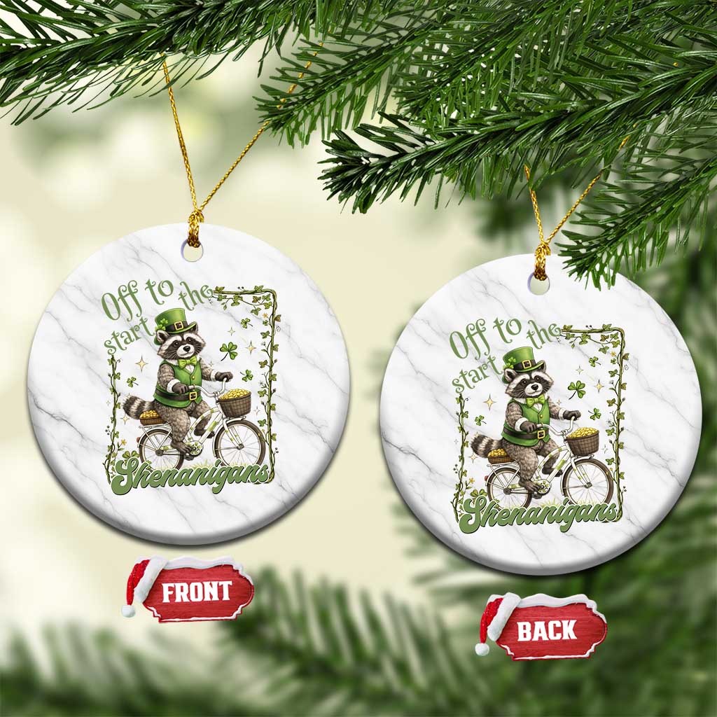 Funny Irish Raccoon Driver Ceramic Ornament Off To Start The Shenanigans TS12 1pc White Marble Print Your Wear