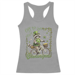 Funny Irish Raccoon Driver Racerback Tank Top Off To Start The Shenanigans TS12 Sport Gray Print Your Wear