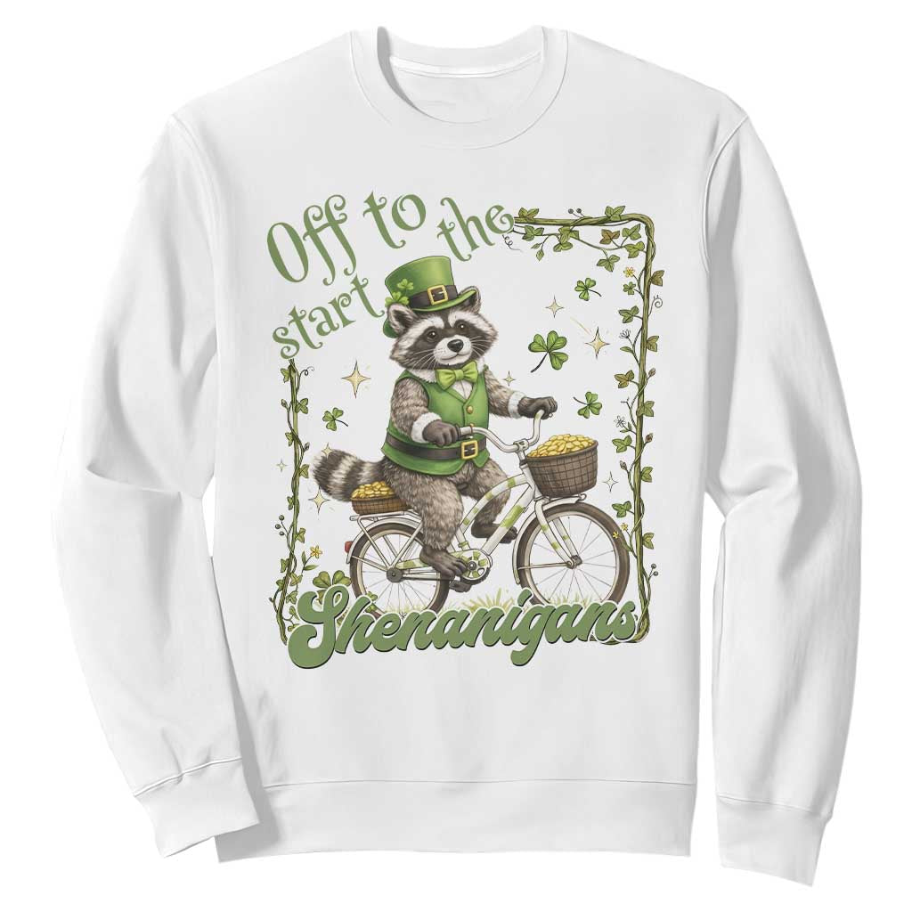 Funny Irish Raccoon Driver Sweatshirt Off To Start The Shenanigans TS12 White Print Your Wear