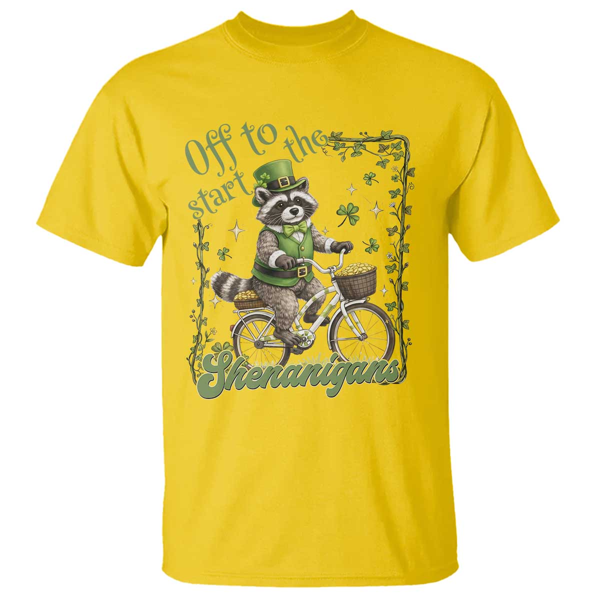 Funny Irish Raccoon Driver T Shirt Off To Start The Shenanigans TS12 Daisy Print Your Wear