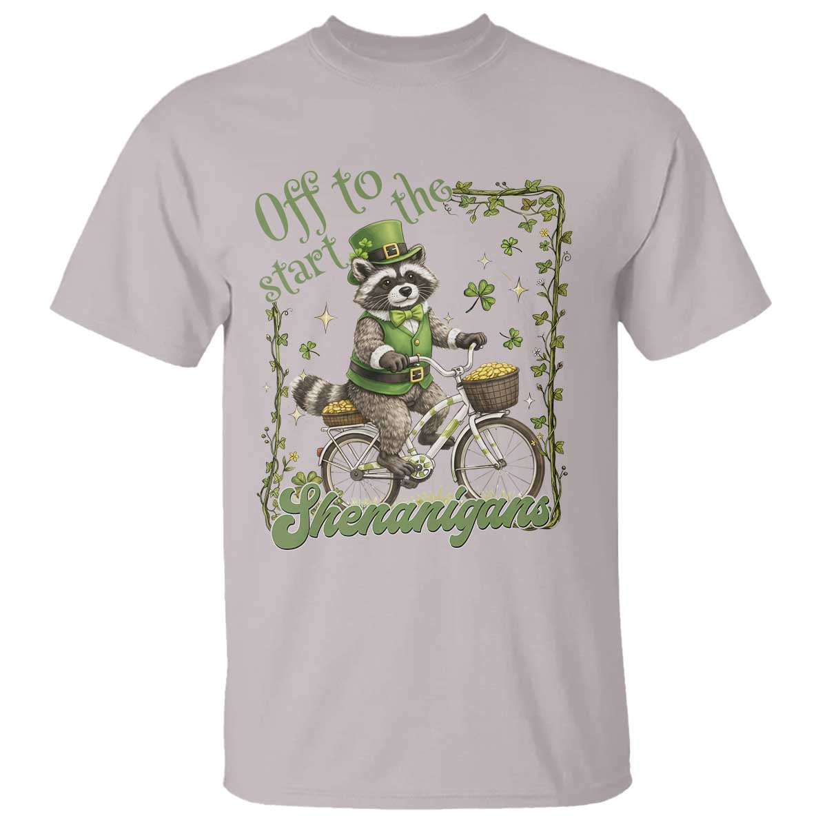 Funny Irish Raccoon Driver T Shirt Off To Start The Shenanigans TS12 Ice Gray Print Your Wear