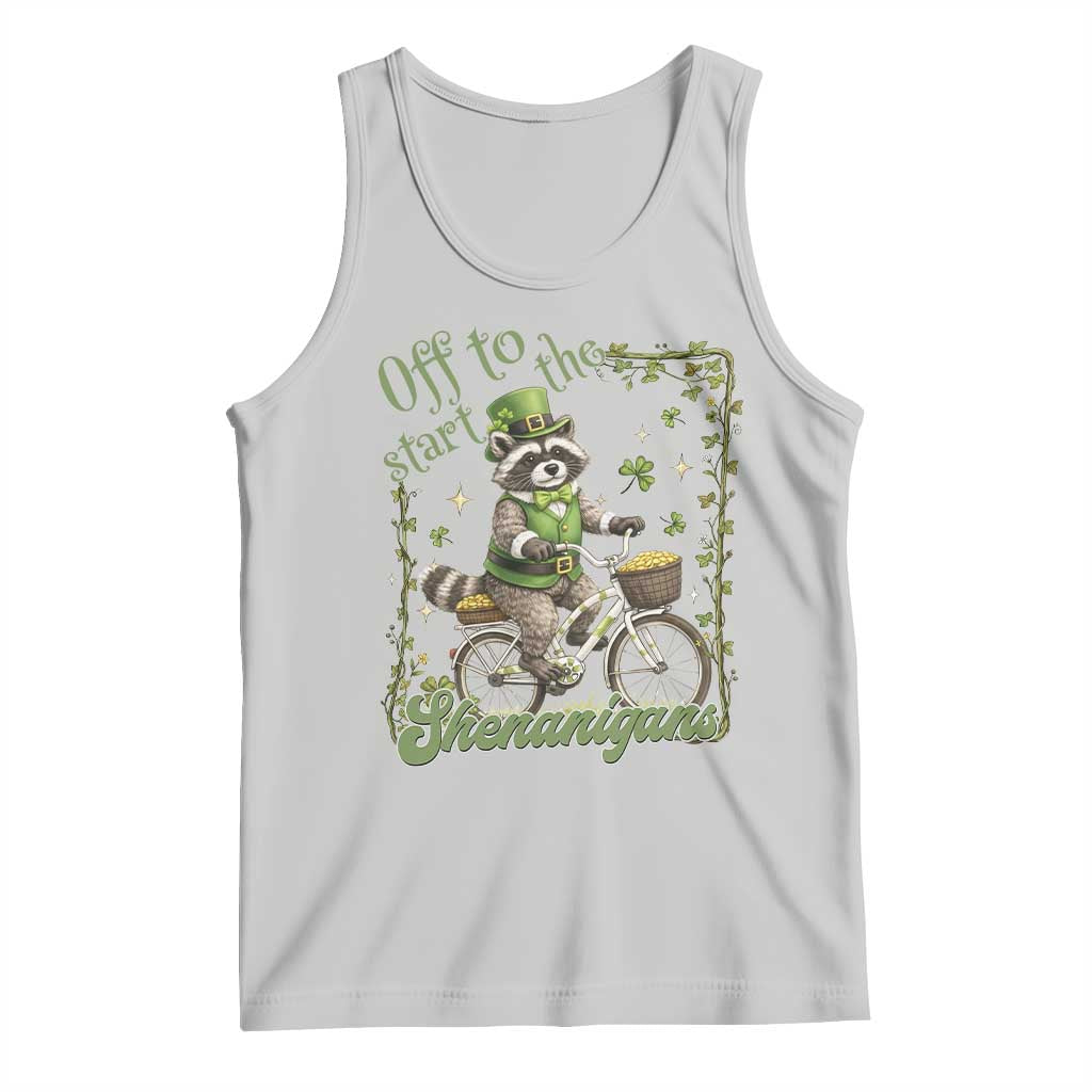 Funny Irish Raccoon Driver Tank Top Off To Start The Shenanigans TS12 Ash Print Your Wear