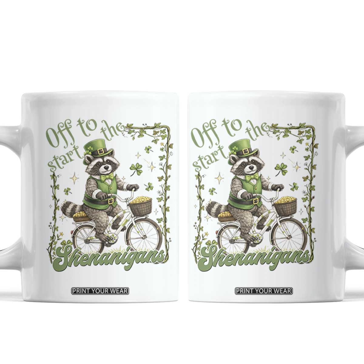 Funny Irish Raccoon Driver Coffee Mug Off To Start The Shenanigans TS12 White Print Your Wear