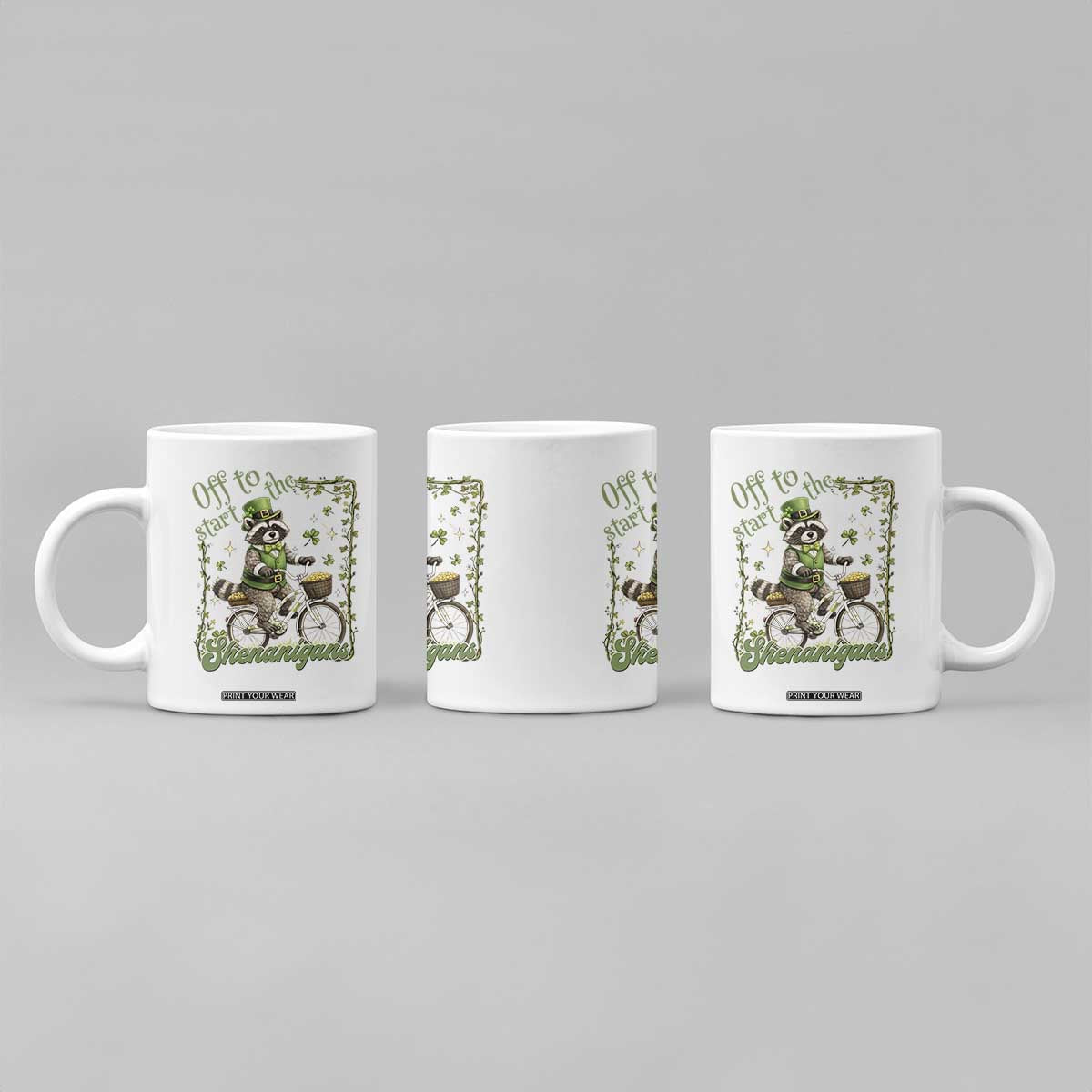 Funny Irish Raccoon Driver Coffee Mug Off To Start The Shenanigans TS12 Print Your Wear