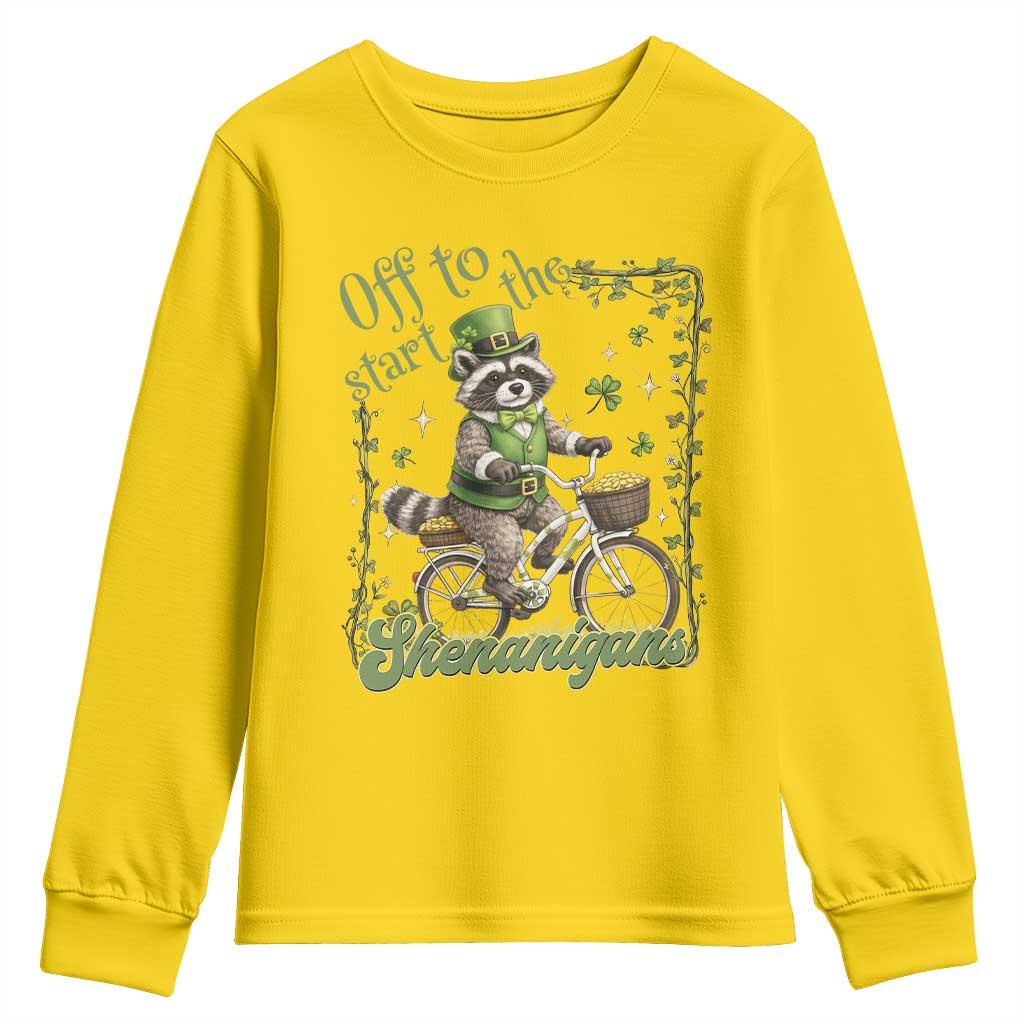Funny Irish Raccoon Driver Youth Sweatshirt Off To Start The Shenanigans TS12 Daisy Print Your Wear