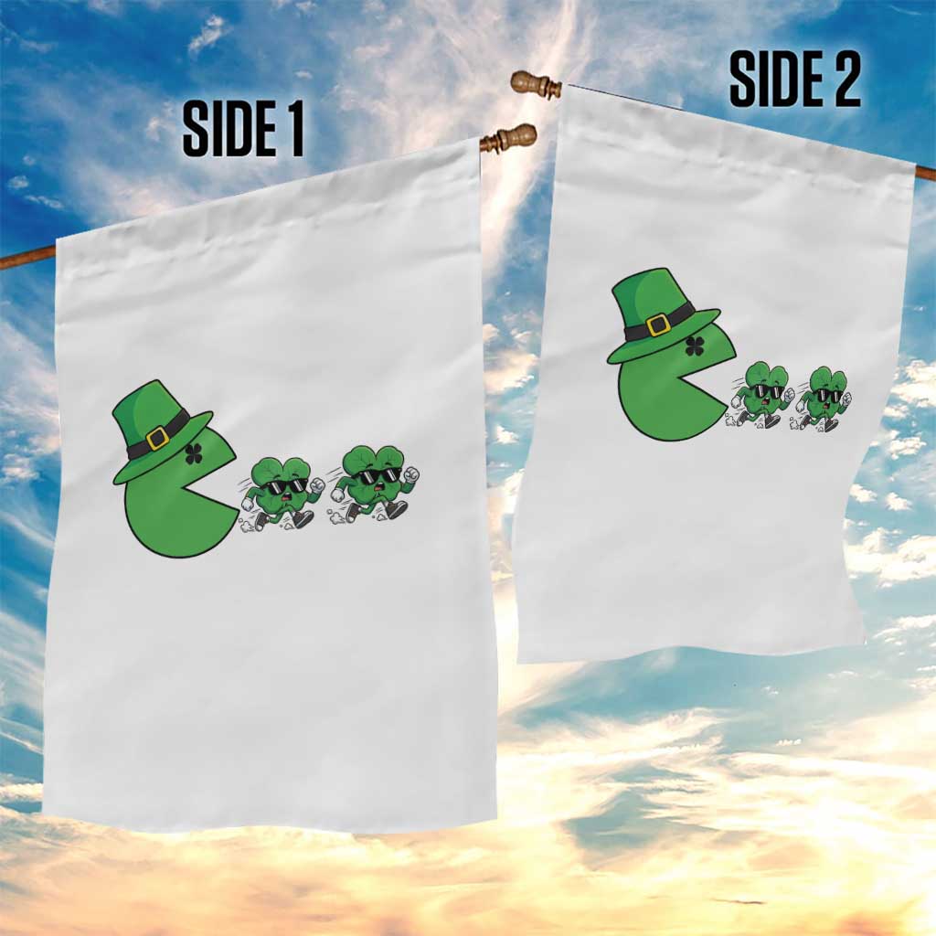 St Patricks Day Retro Gamer Eating Shamrock Lucky Gift Garden Flag TS12 Print Your Wear